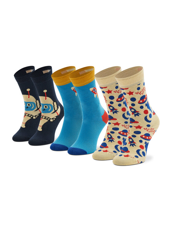 Set de 3 perechi de șosete lungi pentru copii Happy Socks XKAST08-2200 Colorat