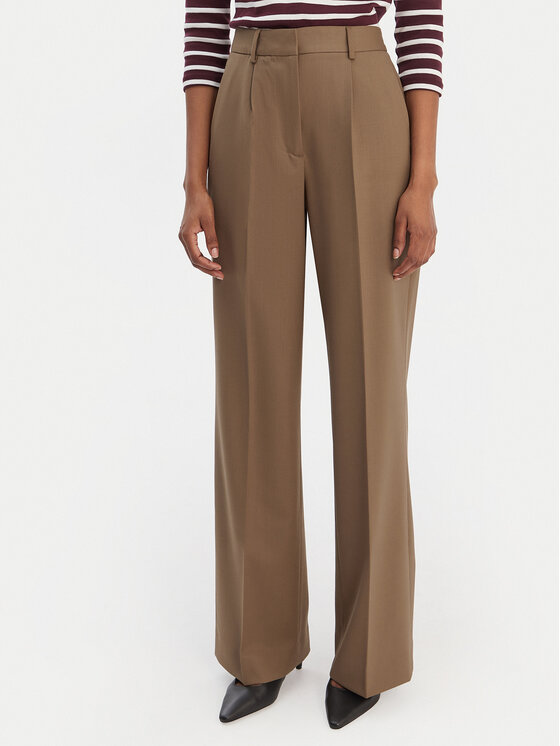 Tommy Hilfiger Pantaloni din material Timeless WW0WW48801 Bej Wide Leg