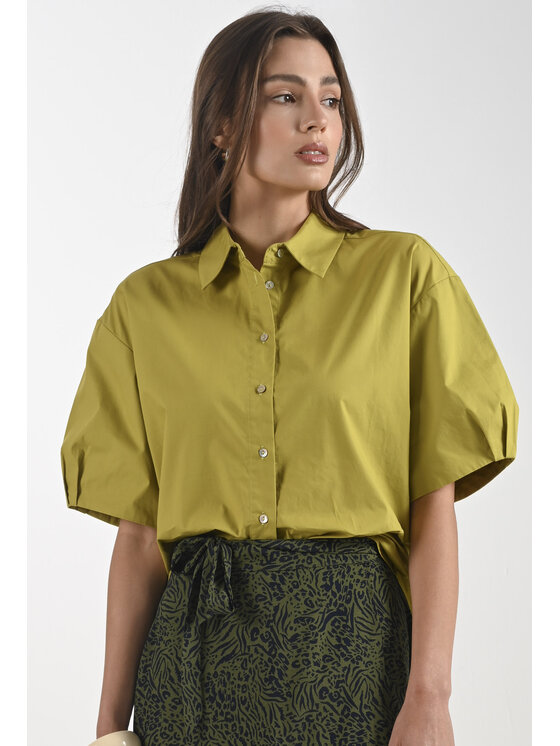 Femestage Blúzka Femestage NATURE SHADES BLU2240-007 Zelená Regular Fit