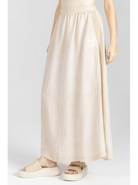 Deni Cler Milano Deni Cler Milano Spódnica maxi T-DC-7015-F2-10-12-1 Beżowy Regular Fit