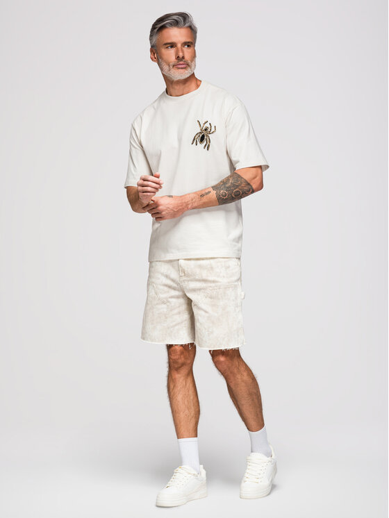 Ombre Ombre T-Shirt OM-TSCT-0277 Biały Loose Fit