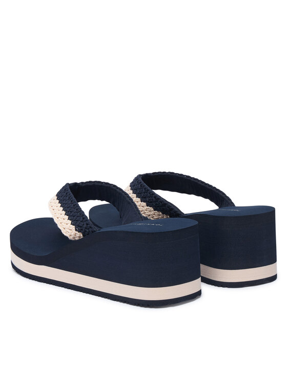 Tommy Hilfiger Tommy Hilfiger Šlepetės per pirštą Th Wedge Crochet Summer Sandal FW0FW09420 Tamsiai mėlyna