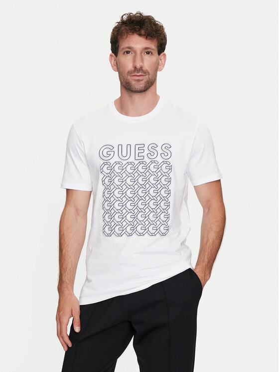 Guess T-krekls M4YI29 J1314 Balts Slim Fit