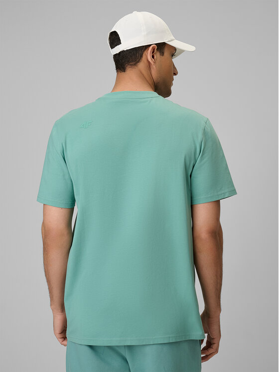 4F 4F T-Shirt BASIC+ Turkusowy Regular Fit