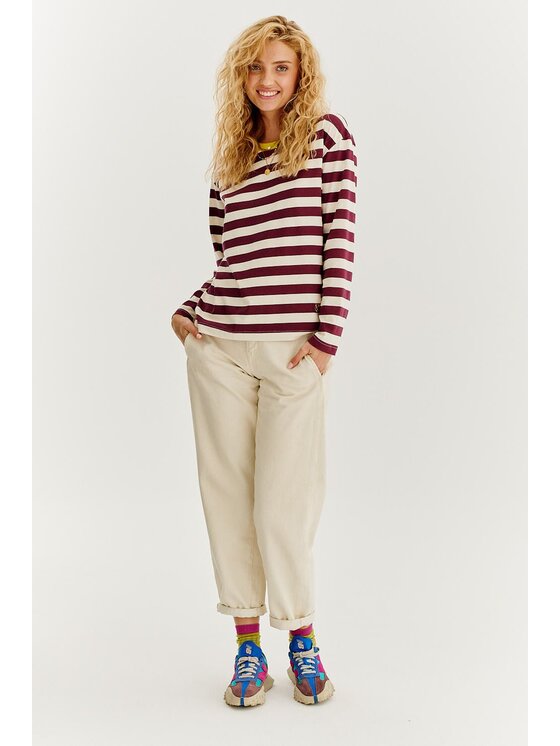 NAOKO NAOKO Longsleeve Meow Bordowy Regular Fit