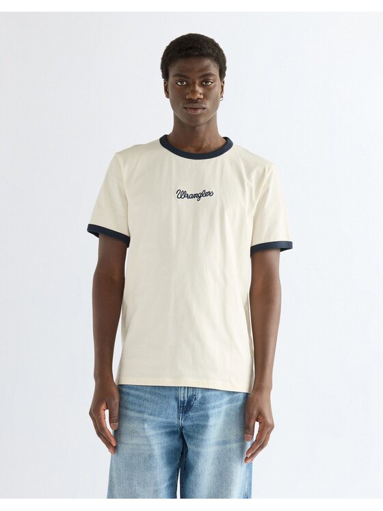 Wrangler Wrangler T-Shirt RINGER TEE Biały Regular Fit