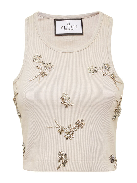 PHILIPP PLEIN PHILIPP PLEIN Tank top 22355 Biały Skin Tight Fit