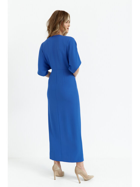Makover Makover Sukienka codzienna K163 Niebieski Modern Fit