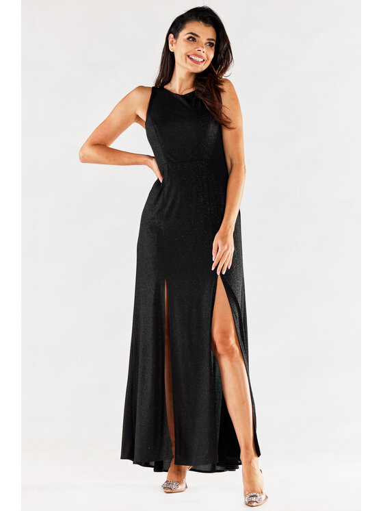 Awama Awama Večerní šaty A549 Černá Basic Fit