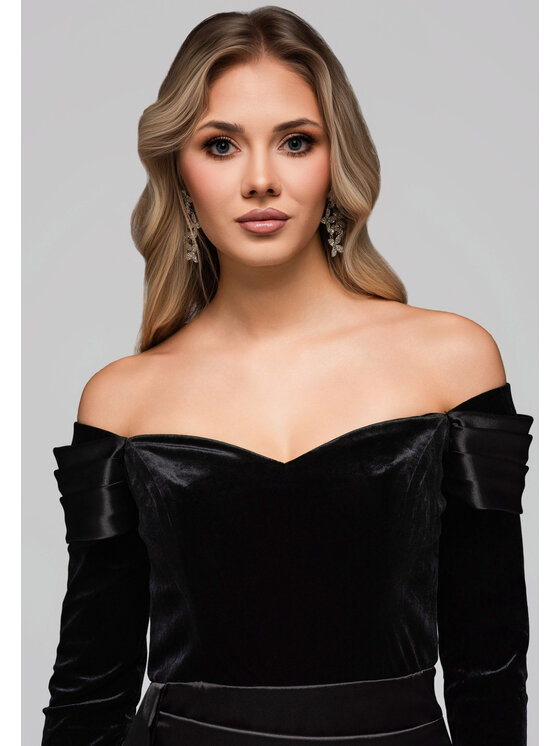 Ombre Ombre Sukienka wieczorowa LA-OM-DLR254 Czarny Regular Fit