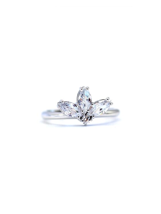 Leis Leis Anello Fiore White Placcatura in argento rodiato
