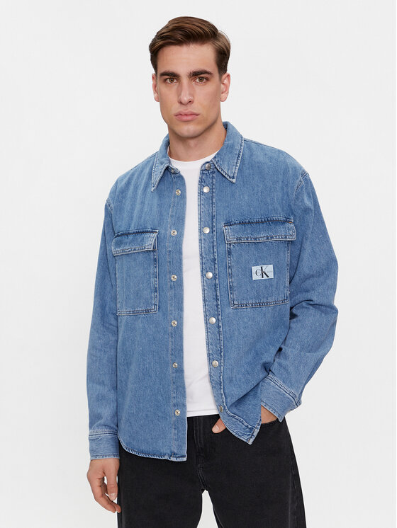 Calvin Klein Jeans cămașă de blugi Relaxed Linear Denim Shirt J30J324582 Bleumarin Regular Fit