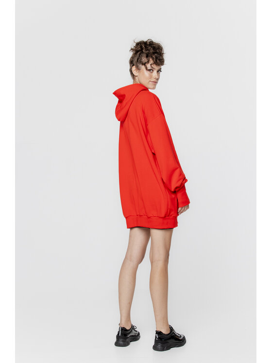 Pilawski Pilawski Bluza BLUZA AGA CZERWONA Z BIAŁYM LOGO Czerwony Oversize