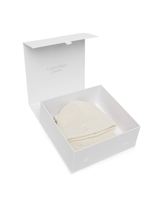 Calvin Klein Jeans Calvin Klein Jeans Set Schal und Mütze Knitted Scarf Beanie Giftbox LVCKFJP00N Creme