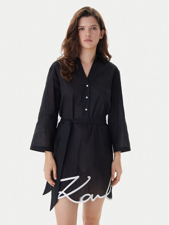 KARL LAGERFELD Sukienka plażowa A2W46075 Czarny Regular Fit