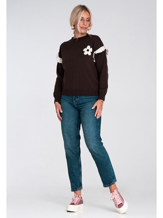FIGL FIGL Svetr M1242 Hnědá Regular Fit