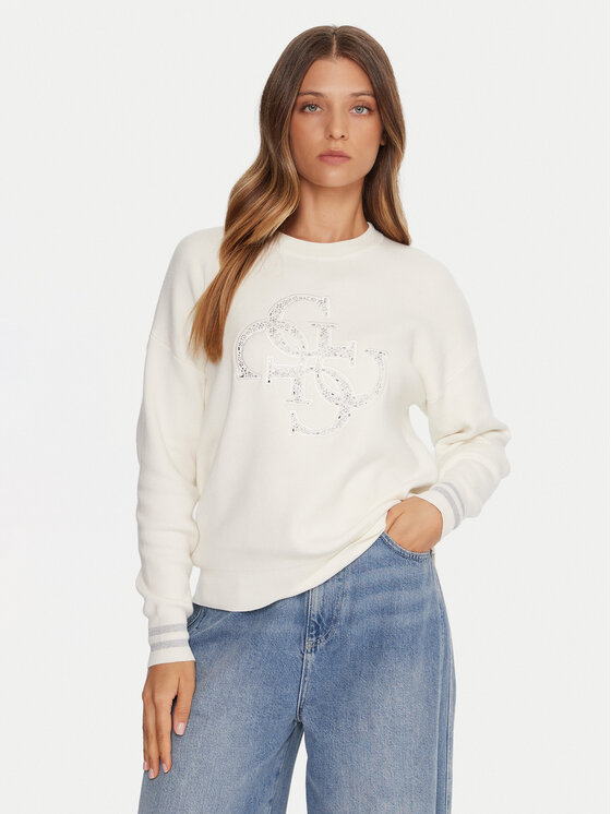 Guess Guess Πουλόβερ W5BR42 Z26I2 Εκρού Relaxed Fit