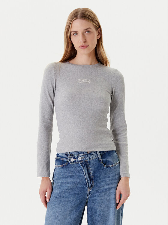 Guess Jeans Guess Jeans Blúz W5YP38 KA0H1 Szürke Slim Fit