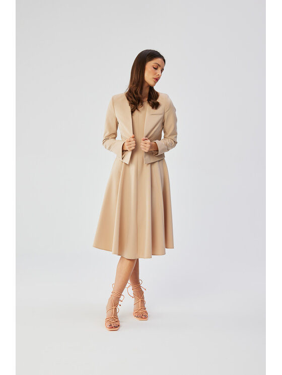 Stylove Stylove Koktejlové šaty S358 Béžová Comfortable Fit