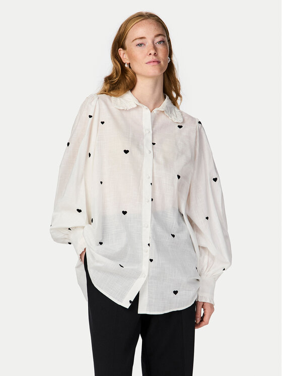 YAS YAS Cămașă Heart 26027777 Alb Regular Fit