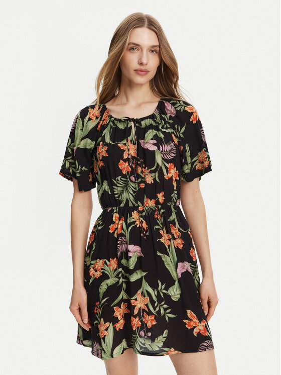 Roxy Letné šaty ERJWD03869 Čierna Regular Fit