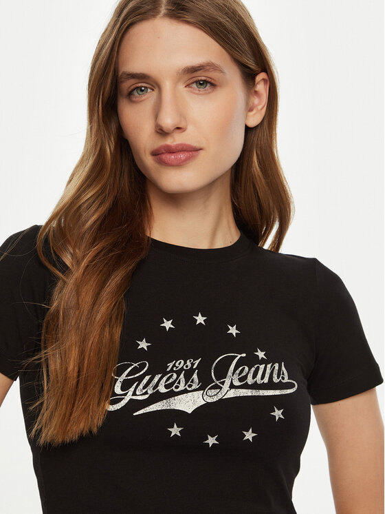 Guess Jeans Guess Jeans Marškinėliai W5RI59 J1314 Juoda Regular Fit