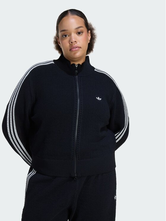 adidas adidas Bluza KNITTED CROCHET FIREBIRD Czarny Slim Fit