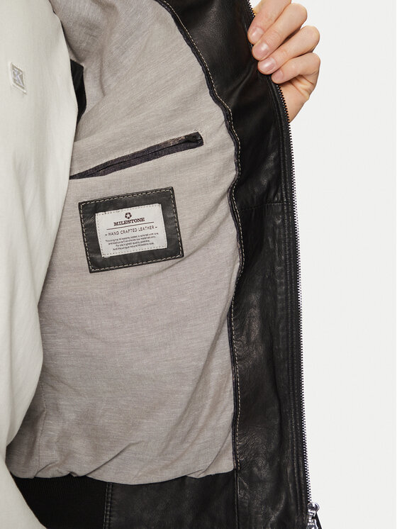 Milestone Milestone Μπουφάν δερμάτινο Gilberto 511059 60395 Μαύρο Regular Fit