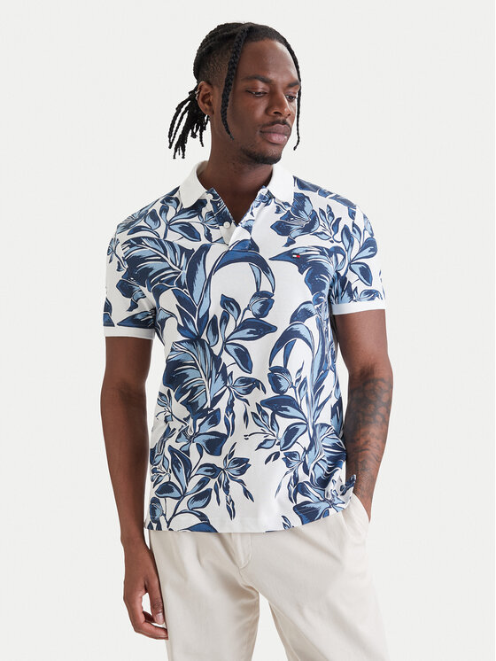 Tommy Hilfiger Tommy Hilfiger Polo majica Floral Aop MW0MW43125 Modra Regular Fit