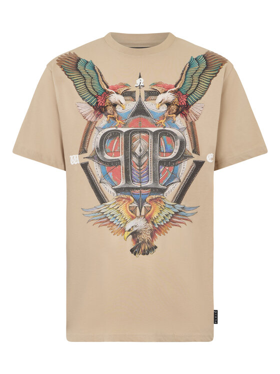 PHILIPP PLEIN PHILIPP PLEIN T-Shirt 29023 Beżowy Regular Fit