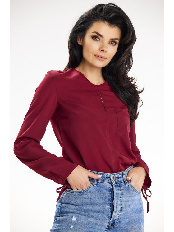 Awama Awama Koszula A651 Bordowy Basic Fit