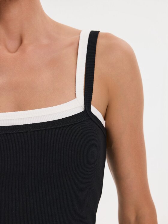 Nudyess Nudyess Top Lisa z prążka Czarny Slim Fit