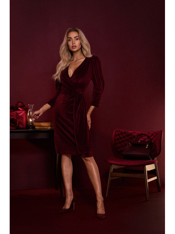 Made of Emotion Made of Emotion Večerní šaty M829 Bordó Premium Fit