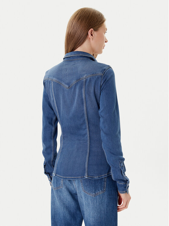 Guess Guess džínsová košeľa W5YH63 D0781 Modrá Regular Fit