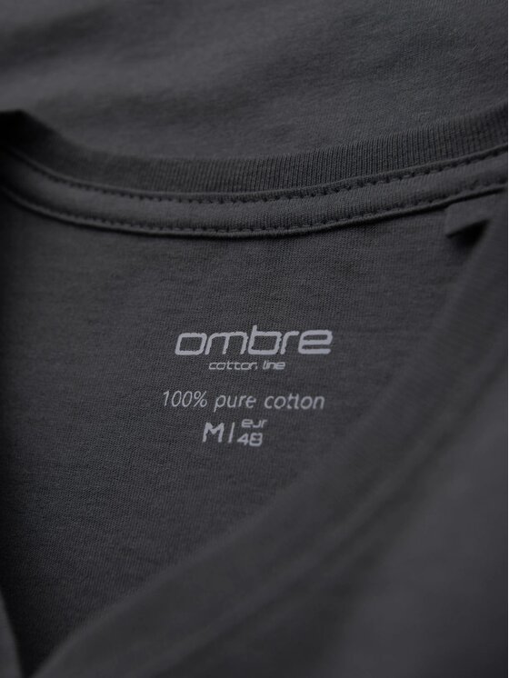 Ombre Ombre T-Shirt OM-TSBS-0237 Szary Regular Fit
