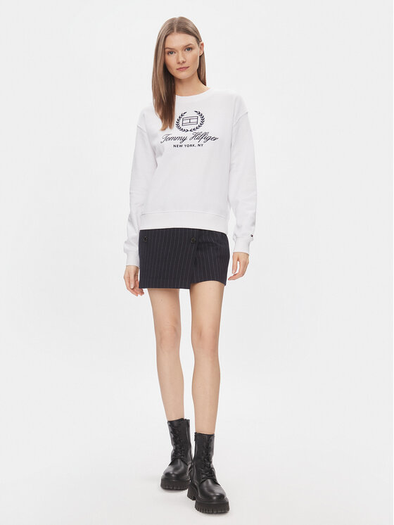 Tommy Hilfiger Tommy Hilfiger Μπλούζα Flag Script WW0WW41758 Λευκό Regular Fit