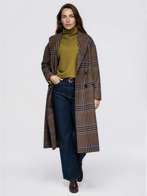 Ombre Ombre Płaszcz przejściowy OW-CT-E0017 Brązowy Relaxed Fit