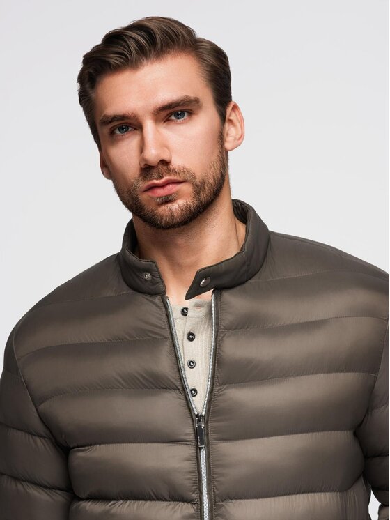 Ombre Ombre Kurtka przejściowa OM-JALP-0261 Zielony ciemny Regular Fit