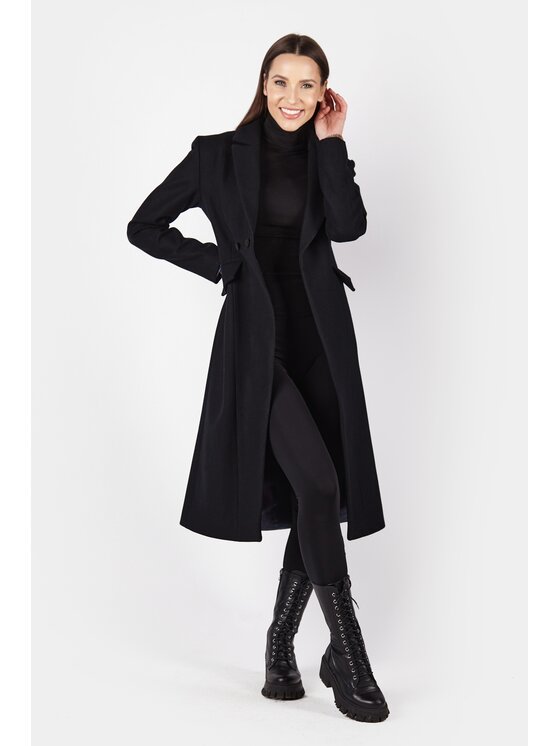 MANDRAGORA MANDRAGORA Cappotto di lana genialny czarny Nero Over Fit