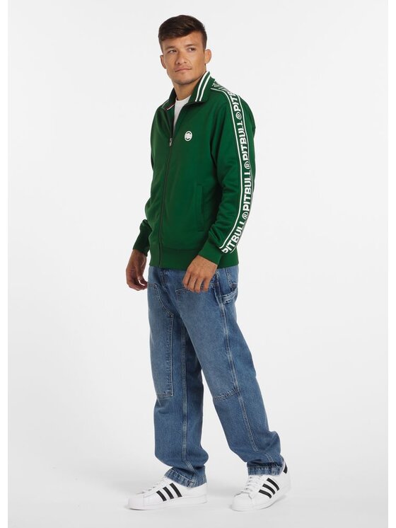 PITBULL PITBULL Bluza Oldschool Tape Logo Zielony Regular Fit