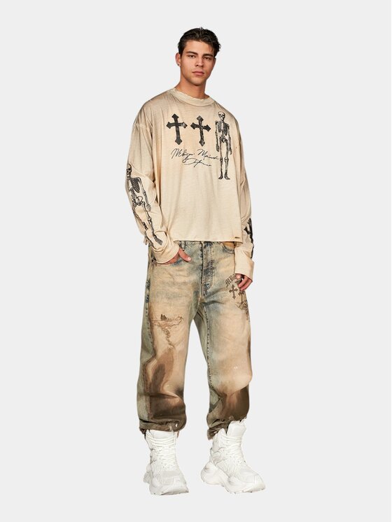 MADE BY SOCIETY MADE BY SOCIETY Spodnie materiałowe REBEL PULSE - P17239 Niebieski Basic Fit