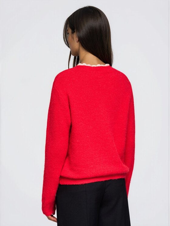Ombre Ombre Svetr OW-SW-E0042 Červená Regular Fit