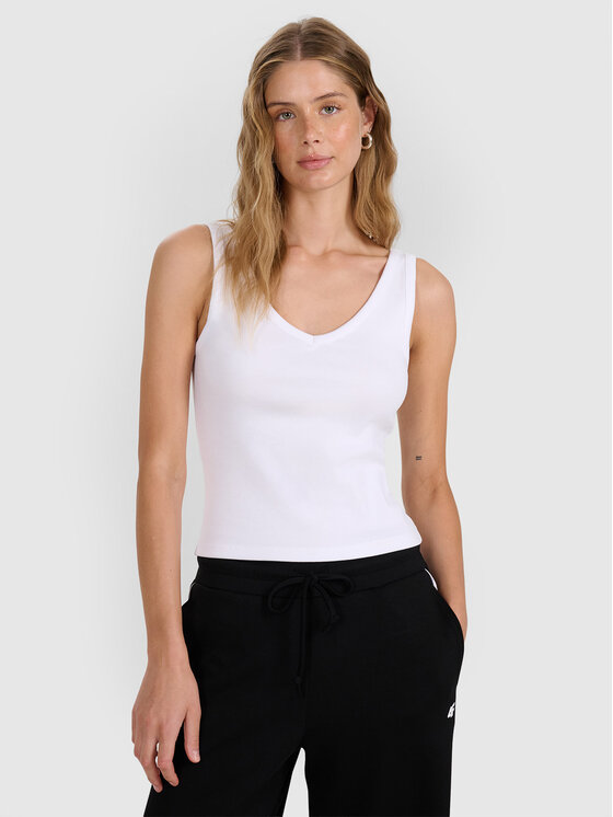 4F 4F Tank top PREMIUM CLUB Biały Slim Fit