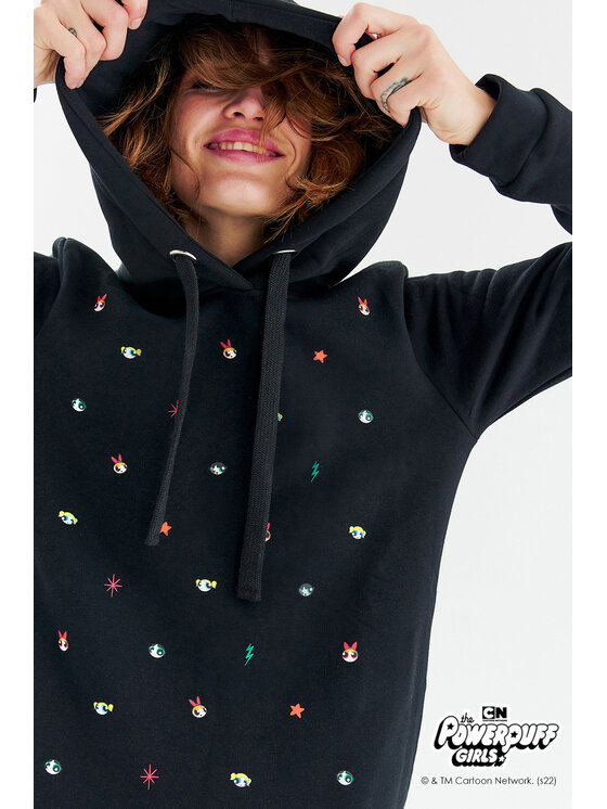 NAOKO NAOKO Mikina Powerpuff Girls Černá Oversize