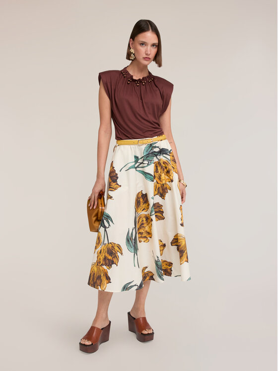 Motivi Motivi Gonna midi 1004W200720N001 Bianco A-Line Fit