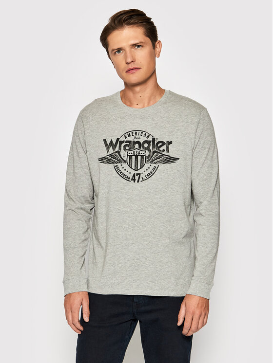 Longsleeve Wrangler, Rozmiar S, Szary, Ls Americana Tee W7J5D3X37 112141549