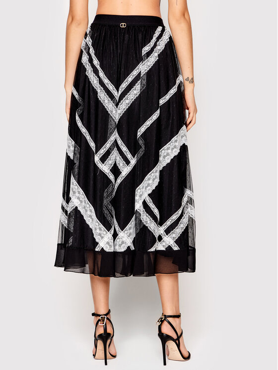 TWINSET TWINSET fustă din tulle 221TP2173 Negru Regular Fit