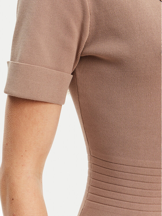 Guess Guess Sukienka dzianinowa W5YK29 Z0130 Beżowy Slim Fit