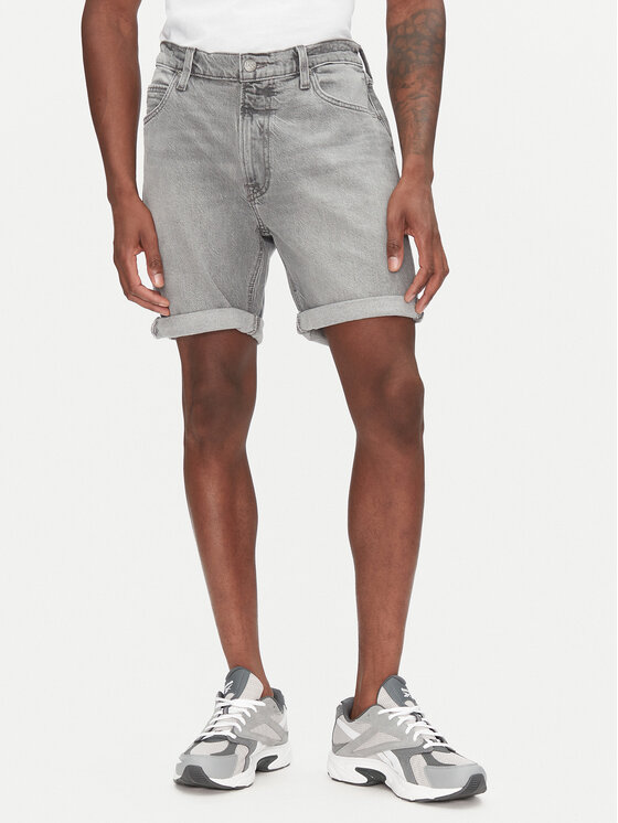 Lee Lee Pantaloni scurți de blugi Rider 112363904 Gri Slim Fit