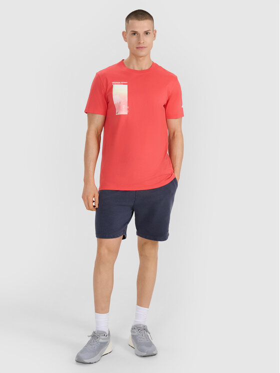 4F 4F T-Shirt MIDSHOP TEXTILE Koralowy Regular Fit